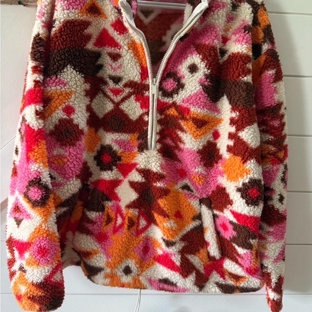 Colorful Geometric Fleece Pullover